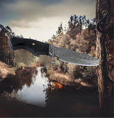 Obsidian Trail – Damascus Raindrop Bushcraft Knife